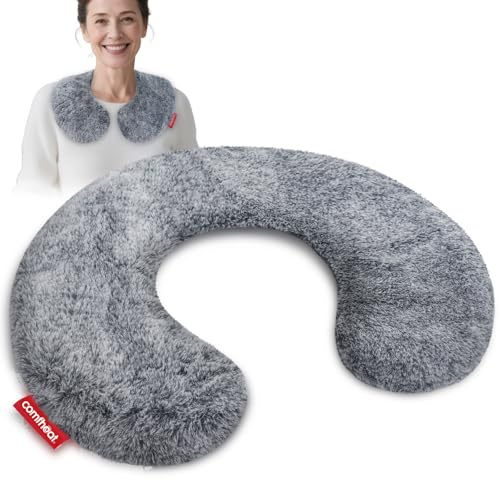 comfheat Microwave Neck Pillow, Hot Cold Therapy for Pain Relief | Heatable Chillable Wrap, Aromatherapy, Even Fill No Clumping, Lightweight 1lb, Washable Cover, Neck Shoulder Soothe