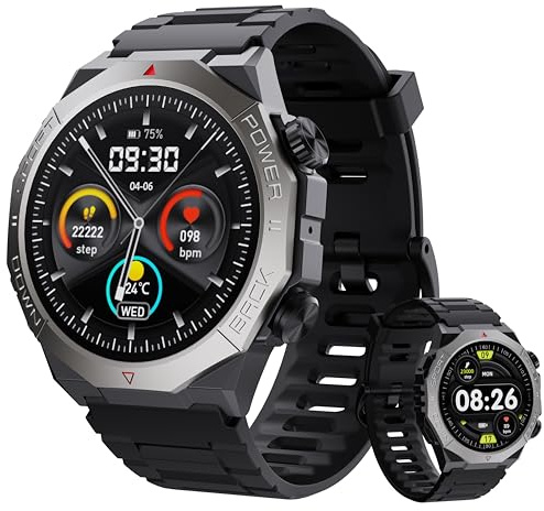 Cillso Smartwatch Uomo Militare con Chiamate, 1.39 Orologio Smartwatch Contapassi/Cardiofrequenzimetro/Sonno, 110+ Modalità Sportivo Fitness Tracker, IP68 Smart Watch per Android iOS, Nero