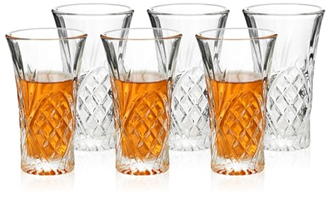 BCnmviku 6cl Schnitzen Schnapsgläser,Schwerem Boden Shotgläser für Likör(6) | das servieren von whisky,tequila,wodka shots sowie für kleine dessert portionen,bars,hotels,partys,clubs,heim