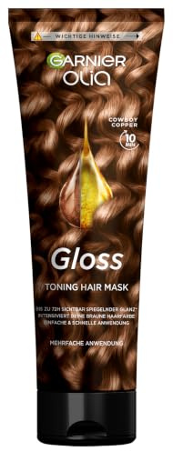 Olia Gloss, Toning Hair Mask, repariert bis zu 1 Jahr Haarschäden, bis zu 72h sichtbarer Glanz, intensiviert die Haarfarbe bis zu 6 Haarwäschen, wie eine Haarmaske anwendbar, Cowboy Copper