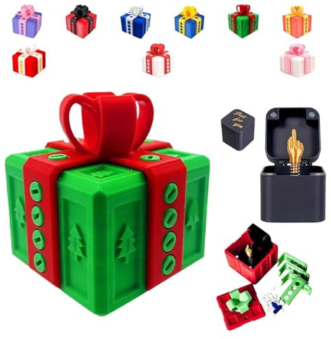 3D Gedruckte Geschenkbox, Das Nervige Geschenk Mit Fingerüberraschung, Scherzgeschenkbox Für Geburtstag, Weihnachten, Halloween, Nervige Geschenkboxen, Lustige 3D-Gedruckte Schraube(Green-Red)