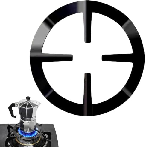 Black Moka Pot Stand Cast Iron, Gas Hob Reducer Ring Coffee Pot Holder | Heavy duty stove top support for espresso pots, small pans and moka coffee makers with stable non slip cast iron design