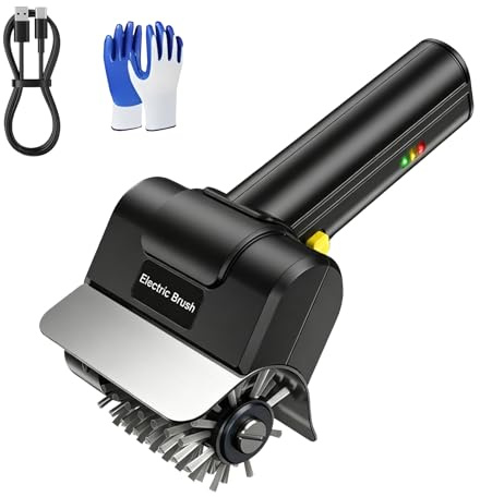 Spazzola elettrica per barbecue a batteria, spazzola di pulizia elettrica per griglia in ghisa, 1500 giri/min, sicura per tutti i barbecue, regalo per uomini e donne