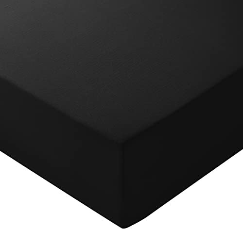 Amazon Basics Spannbettlaken, 90 x 200 x 30 cm, Mikrofaser, Spannbetttuch - Matratzenhöhe bis 30 cm, Schwarz