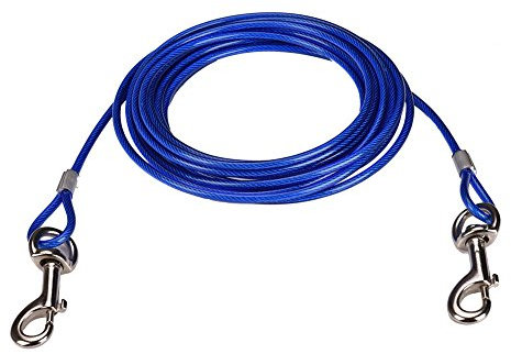 CtopoGo 10ft (3m) Dog Tie Out Cable,Pet Tie Out Cable,Tie-Out Cable for Dogs up to 125 lbs, Suitable for all breeds (10m, Blue)