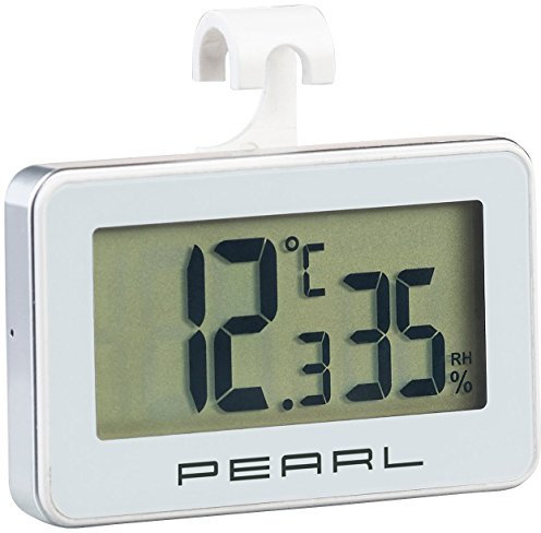 PEARL Feuchtemesser: Digitales Kühlschrank-Thermometer und -Hygrometer mit Haken (Digitales Thermo Hygrometer, Kühschrankthermometer, Innenthermometer)