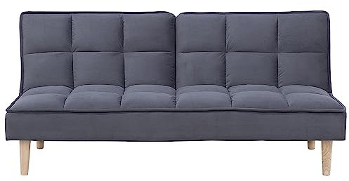 Beliani 3-Sitzer Schlafsofa Stoff dunkelgrau gesteppt Sofa mit Schlaffunktion Siljan