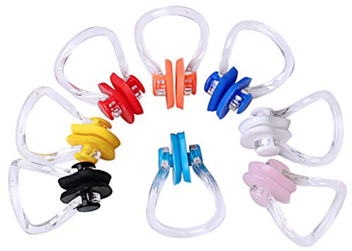 8 Pieces Silicone Swimming Nose Clip, Waterproof Silica Gel Surfing Nose Plug Protector Soft Latex Plugs for Kids and Adults (8 Colors)