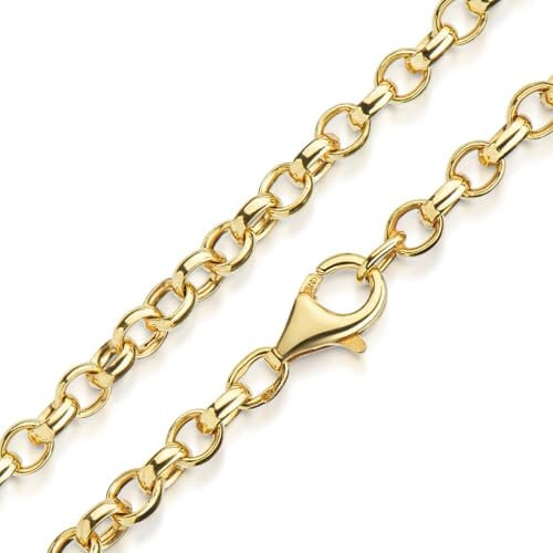 MATERIA Halskette Herren Gold 60cm - Erbskette Silber 925 vergoldet 4mm massiv oval K115-60 cm