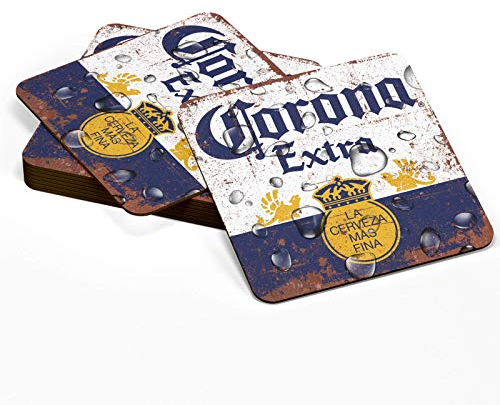 SIGNS 2 ALL - Zwei Corona Extra Holz-Untersetzer Mancave Vintage Retro Holz Bar Pub Wand Runde Untersetzer