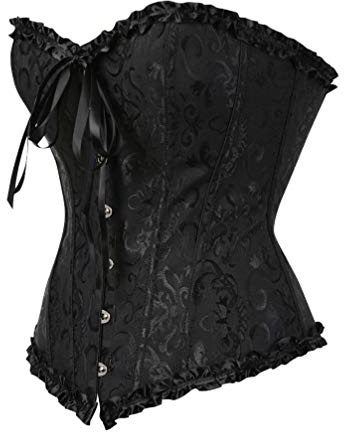 Hengzhifeng Klassische Corsage Damen Gothic Korsage Große Größen Korsett Top (EU 44-46,Schwarz)