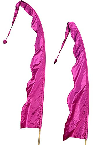DEKOVALENZ Tessuto per Bandiera Balinese Wave con Punta a Forma di Cuore, Diversi Colori e Lunghezze, Lunghezza:3 Meter, Colore:Porpora