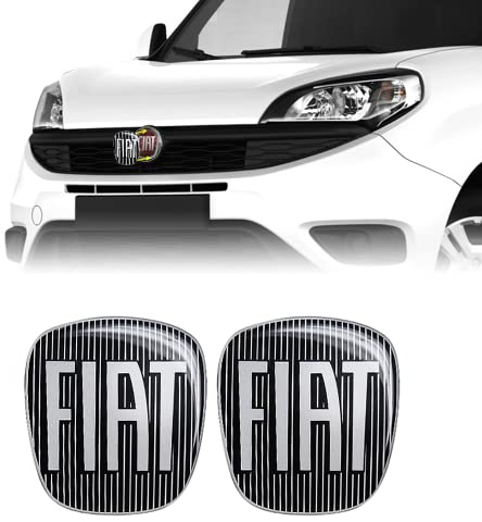 Fiat 14188A-2Pz 3D Aufkleber Logo Dolbò, Schwarz, 2 Stücke, Vorne und Hinten, 81 x 90 mm