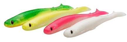 Savage Gear Slender Scoop Shad Mix - 4er-Pack, Köder zum Angeln im klaren Wasser, ideal für Barsch, Zander, Hecht, perfekt für Süßwasserangler, Stint, Grünsilber, Plötze, Motoröl Dark Water Mix 15 cm