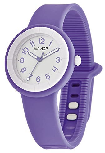 HIP HOP, Orologio Donna, con Cinturino in Morbido Silicone, Quadrante Bianco Numerato e Pratica Chiusura, Cassa 32 mm, Movimento Miyota 2035 e Pratica Chiusura