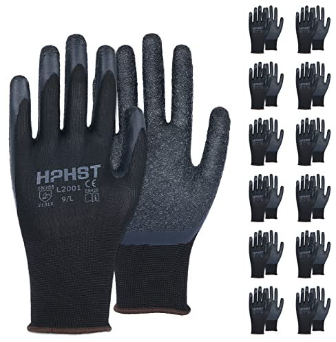 HPHST Robuste & komfortable Handschuhe Arbeitshandschuhe Herren Arbeitshandschuhe Damen - Gartenhandschuhe Herren - Mechaniker Handschuhe Herren mit Latex Beschichtung (X-Large)