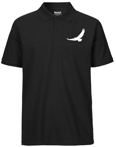 Huuraa Herren Polo Shirt Eagle Silhouette Adler Geschenk Größe S Black Bio Baumwolle Fairtrade Eagle Silhouette Mode