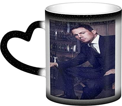 YINGD Channing Mug Tatum – Eine 340 ml Sternenhimmel-Tasse mit Farbwechsel, wärmeempfindliche Keramiktasse – Bild offenbart, wenn heiße Flüssigkeit hinzugefügt wird. Schwarz
