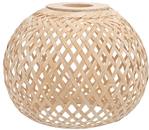 Happyyami Rattan-Lichtschirm Geflecht Lampenschirm Gewebt Kronleuchter Lampenschirm Rattan Korb Pendelleuchte Abdeckung Für Deckenpendelleuchte Stehlampe Stehlampenschirm
