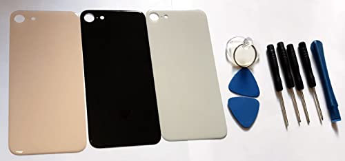 Replacement Back Glass for iPhone 8 Case Big Camera Hole Housing (Black)