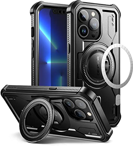 Dexnor for iPhone 13 Pro Case Compatible for MagSafe[Built in Screen Protector and Kickstand]，Heavy Duty Military Grade Protection Shockproof Protective Cover for iPhone 13 Pro - Black
