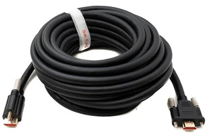 System-S Cable HDMI 2.0 de 8 m tipo A macho a macho, adaptador atornillable, color negro