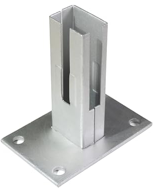 Bodenplatte, 10 Stück, verzinkt, 125x125mm für 60x40 mm Pfosten für Doppelstabmatten- Stabmattenzaun