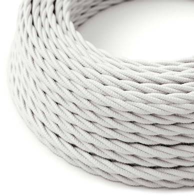 HALOTEC Cable textil electrico trenzado Blanco 5 metros | Cable textil lampara 2 hilos 2x0 75mm2 | Cable tejido iluminacion | Rollo Hilo Cable de tela funda textil | Color Blanco