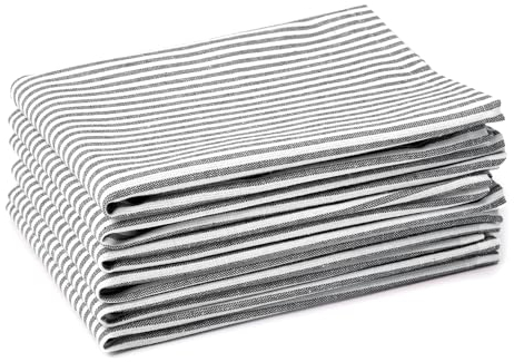 Encasa XO Baumwoll-Servietten Set mit 6 Stück | Tickt Schwarz | Größe 45x45 cm | Tischservietten | Maschinenwaschbar & Wiederverwendbar