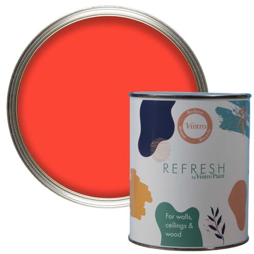 Vintro Paint Refresh Red Matt Finish for Furniture, Walls, or Wood, Interior Use - 1 Litre (Coral Red)