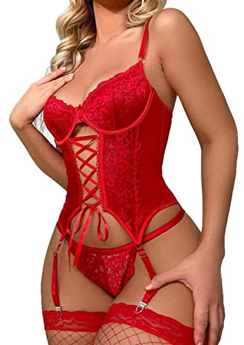 dessous damen sexy unterwäsche set mit strapsen shapewear große größen dessous hochzeitswäsche set günstige babydolls sport top mit bh e Dessous-Sets strapsen corset top damen frauen+unterwäsche+