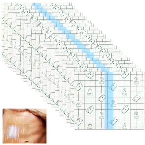 Bandage Transparent Imperméable, 20 Pièces Pansements Médicaux Transparent Imperméables - Film Adhésif pour Protection de Plaies et Tattoos, Résistant à l'Eau, Taille (10x12cm)