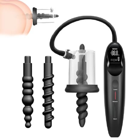 Jpscor Elektrisches Anal Pump 3 Stück Analplug mit 6 Intelligente Absaug- und Abluftmodi, Prostata Stimulation Männer Vakuum Pumpe SM Analpumpe Extrem Sex Spielzeug für die Männer