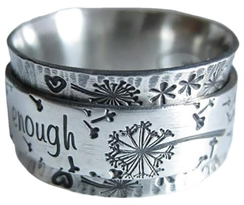 PULABO Ich bin genug Silber Meditation Löwenzahn Ring Brief Ring Handschmuck beliebt
