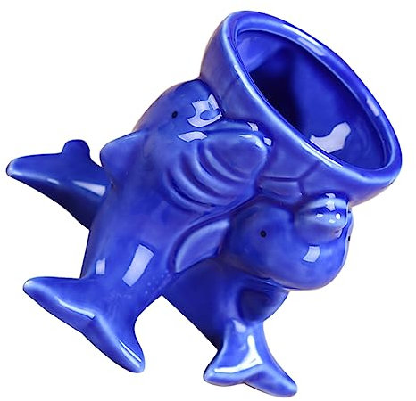 Parliky Dolphin Ceramic Flower Pot Desk Succulent Pot Desktop Pen Holder Home Decor