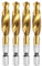 sourcing map 4pcs Combination Drill and Tap Bit, Metric M10 x 1.5 Thread 1/4 Hex Shank, Titanium Coated Threading Screw Taps Spiral Flute Tapping Tool, High Speed Steel (HSS) 4341