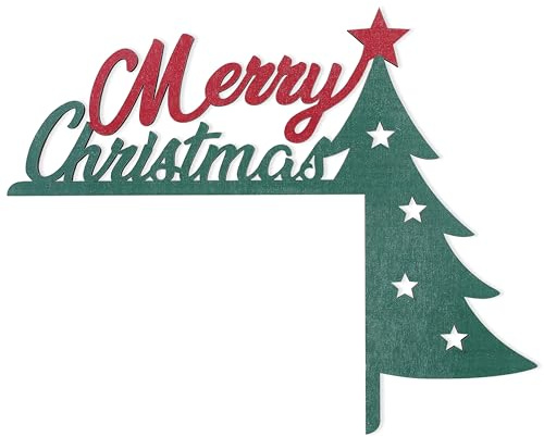 Decorazione natalizia in legno per porta, cartello natalizio con scritta Merry Christmas, decorazione artistica da parete per albero di Natale, decorazione artistica per la casa