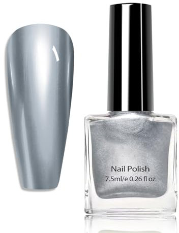 Metallic Nail Polish, Chrome nail polish, Quick Dry Varnish, Mirror Effect Art Polish, Silver Plating nail varnish No UV Needed,Nail Polish Sets for Women (Silver)