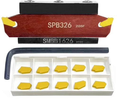 ASZLBYM Utensili per tagliare scanalature,SPB326 / SPB26-3 e 12 pezzi SP300 3mm Inserti in metallo duro indicizzabili e 1 pezzi per utensili da tornio SMBB1626 Portautensili da taglio
