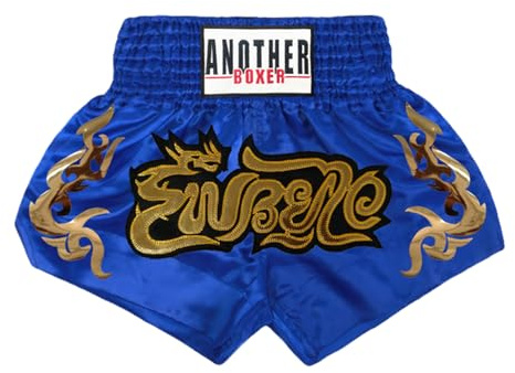 Nyeemya Bambini Ragazzi Pantaloncini da Boxe Pantaloncini da Muay Thai Arti Marziali Grappling Kick Boxing Shorts Abbigliamento Sportivo per Allenamento Fitness Blu 8-12 Anni