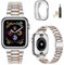 MioHHR Solid Stainless Steel Watch Straps Compatible with Apple Watch Strap Series 10 42mm, Metal Band for iWatch Series 10,Men(Silver/Rose Gold)