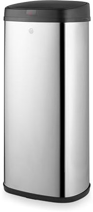 Swan SWKA4520SS Townhouse Round Sensor Bin with Hands-Free Opening Using Motion Sensor Technology, Bin Liner Retainer Ring, Large 50L Capacity, Stainless Steel with Black Lid