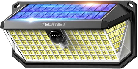 TECKNET Solarlampen für Außen mit Bewegungsmelder,416 LED Licht,6 Stück | 300°Superhelle LED Solarleuchten für Außen,IP66 wasserdichte Solarlampen für Garten,Wand,und Outdoor Beleuchtung