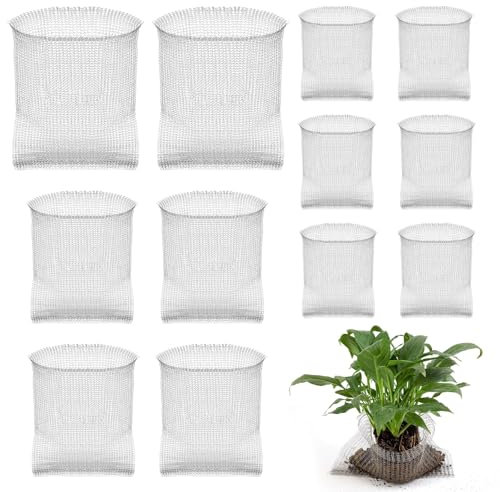 12 Stück Wühlmauskorb, 3 Größen Wühlmauskorb für Obstbäume, Wurzelschutz Gegen Wühlmäuse, Pflanzkorb Wühlmausgitter, Wühlmausschutz aus Edelstahl für Wurzeln von Bäumen, Blumen, Gemüs