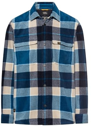 camel active Herren Overshirt mit Taschen | bequemes kariertes Overshirt mit Kent-Kragen und Taschen im Relaxed Fit