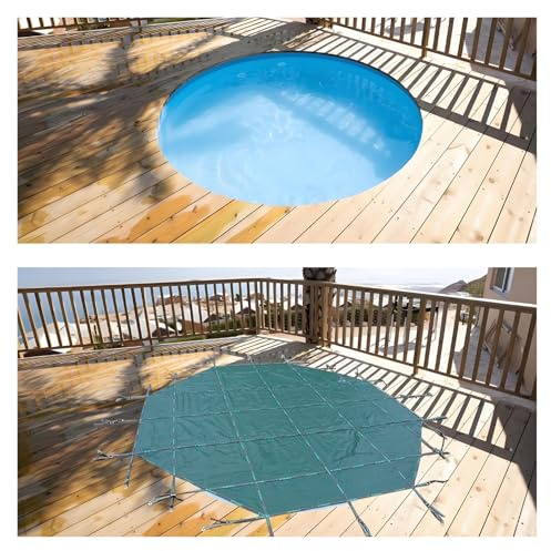 MZZKFC Poolabdeckung Anpassbare Sicherheitsabdeckung Für Schwimmbecken, Extra Große Runde Beckenabdeckung Für Laub, 3-35ft, Faltbar Poolschutznetz Für Haus, Garten Und Hotel(Green,9.4m-31 Foot)