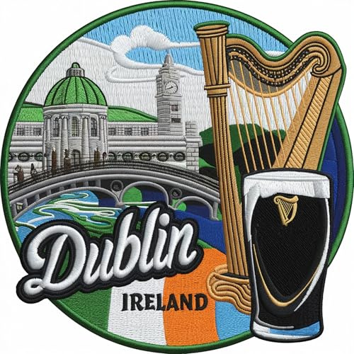 Ireland Flag Patch Embroidered Iron-on/Sew-on Badge (3.5 Inch) Travel Europe Vacation Souvenir Tourist Emblem Backpack Gift Patches