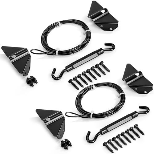 ZENFUN 2 Set Anti Sag Gate Kit for Wooden Fence | Durable Anti-Sag Gate Support Cable Kit in Zinc, Gate Sag Frame Kit Hardware for Wood Gate Door Repair Kit for Outdoor