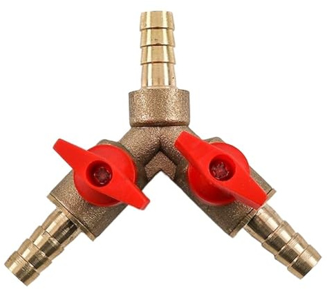 1-PC​ 3-Wege-Messing-Kugelhahn mit Schlauchanschluss – 8/10/12 mm Y-Anschluss for Kraftstoff-, Gas-, Wasser-, Öl- und Luftsysteme(12mm)