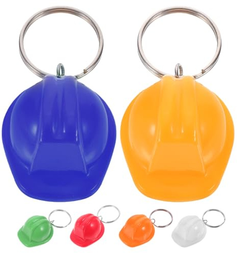 ARTSEWPLY 6 Stück Kleiner Bauhelm Schlüsselanhänger Bunt Bautechnik Taschenanhänger für Erwachsene Bauingenieur Geschenk Baustellen Deko Party Mitgebsel